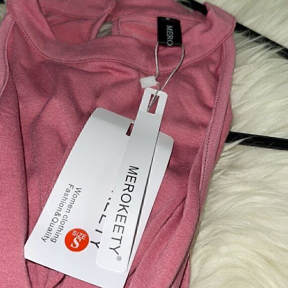 Merokeety Romper womens Size small sleeveless casual pink Halter summer Vacation - Picture 11 of 11